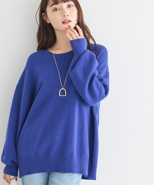 AMERICAN HOLIC（アメリカンホリック）の「バイパチ袖ボリュームニットプルオーバー（ニット/セーター・レディース・アイボリー/ブラック/ブルー/イエロー/ライトグレー系2/レッド・M/L）」の4枚目の写真