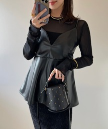 Bonjour Sagan | フェイクレザーペプラムビスチェキャミ(キャミソール)