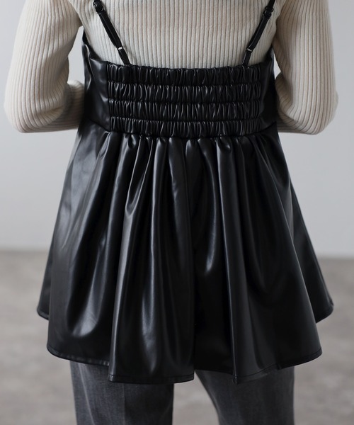 Bonjour Sagan(ボンジュールサガン)の「フェイクレザーペプラムビスチェキャミ(キャミソール・レディース・ブラウン/ブラック・FREE)」の14枚目の写真