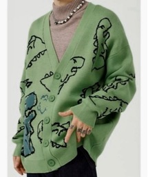 【BURNER Recommend Select】落書き恐竜イラスト カーディガン oku-tops-734512613842-38 U