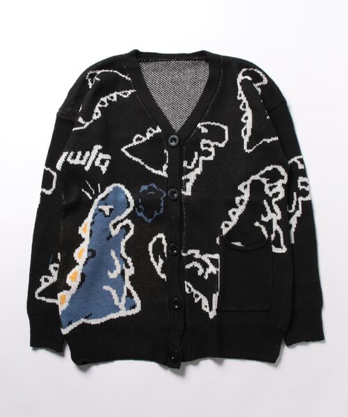 Burner(バーナー)の「【BURNER Recommend Select】落書き恐竜イラスト カーディガン oku-tops-734512613842-38 U(カーディガン/ボレロ・メンズ・グリーン/ブラック/ホワイト・L/M/X-LARGE/XX-LARGE)」の7枚目の写真