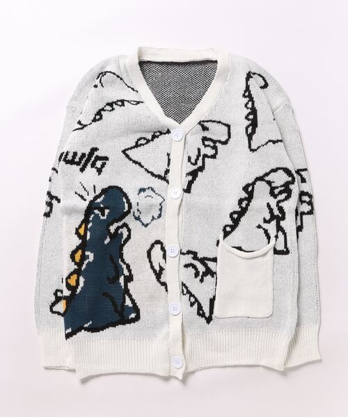 Burner(バーナー)の「【BURNER Recommend Select】落書き恐竜イラスト カーディガン oku-tops-734512613842-38 U(カーディガン/ボレロ・メンズ・グリーン/ブラック/ホワイト・L/M/X-LARGE/XX-LARGE)」の8枚目の写真