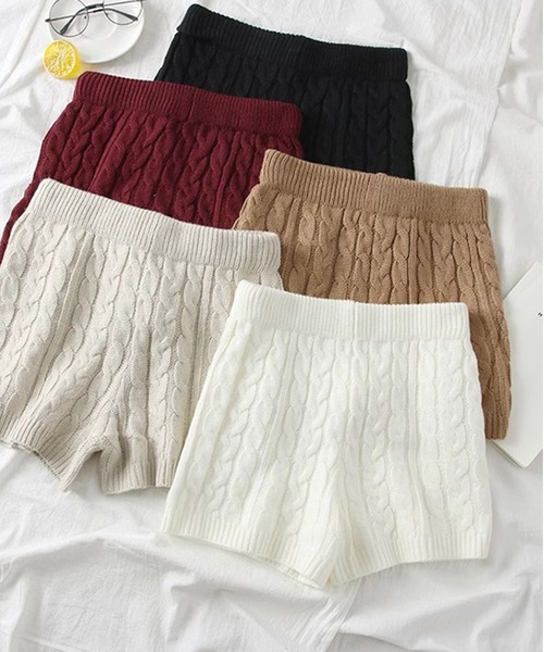 Chick（チック）の「▲ケーブルニットショートパンツ（その他パンツ・レディース・ブラック/ホワイト・FREE）」の3枚目の写真