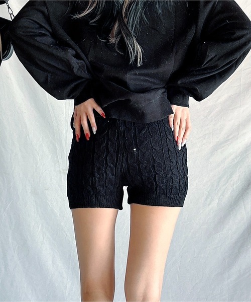 Chick（チック）の「▲ケーブルニットショートパンツ（その他パンツ・レディース・ブラック/ホワイト・FREE）」の13枚目の写真