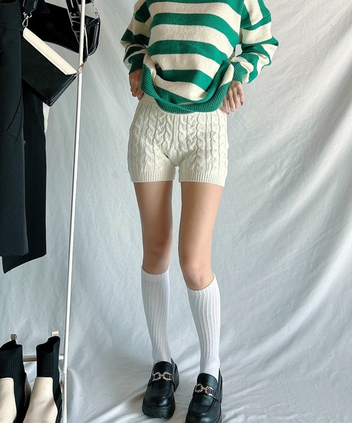 Chick（チック）の「▲ケーブルニットショートパンツ（その他パンツ・レディース・ブラック/ホワイト・FREE）」の9枚目の写真