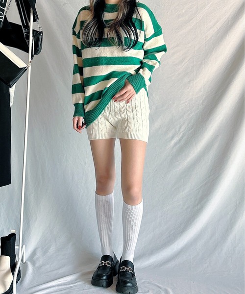 Chick（チック）の「▲ケーブルニットショートパンツ（その他パンツ・レディース・ブラック/ホワイト・FREE）」の11枚目の写真