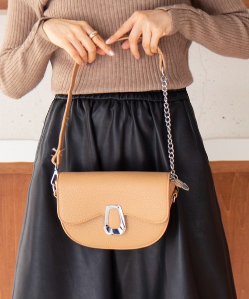 MAISON BREEZE(メゾンブリーズ)の「【MAISON BREEZE】クロコ風型 ハーフムーン ミニショルダー KNF049(ショルダーバッグ・レディース・シルバー/ブラウン/ブラック・FREE)」の1枚目の写真