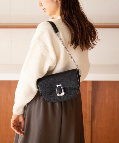 MAISON BREEZE(メゾンブリーズ)の「【MAISON BREEZE】クロコ風型 ハーフムーン ミニショルダー KNF049(ショルダーバッグ・レディース・シルバー/ブラウン/ブラック・FREE)」の3枚目の写真