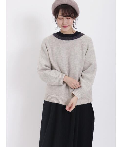 Samansa Mos2（サマンサ モスモス）の「配色リボン前後2WAYニット（カーディガン/ボレロ・レディース・ベージュ/チャコールグレー/キナリ・F）」の14枚目の写真