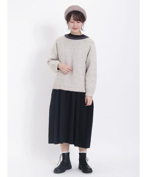 Samansa Mos2（サマンサ モスモス）の「配色リボン前後2WAYニット（カーディガン/ボレロ・レディース・ベージュ/チャコールグレー/キナリ・F）」の16枚目の写真