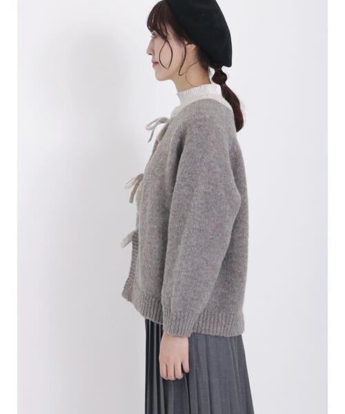 Samansa Mos2（サマンサ モスモス）の「配色リボン前後2WAYニット（カーディガン/ボレロ・レディース・ベージュ/チャコールグレー/キナリ・F）」の18枚目の写真