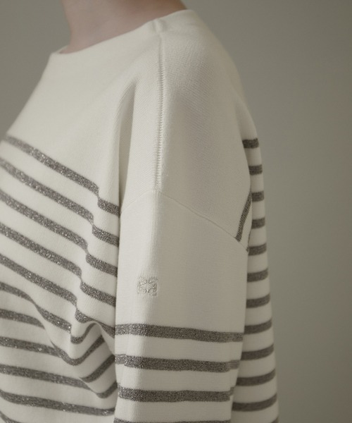 SALON adam et rope'(サロン アダム エ ロペ)の「スウェットライククロップドプルオーバー 無地/ボーダー【洗える】(Tシャツ/カットソー・レディース・ホワイト系その他3/サックスブルー/ブラック・FREE)」の20枚目の写真
