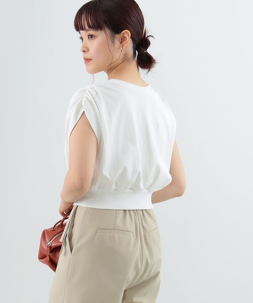 Ray BEAMS（レイビームス）の「Ray BEAMS / ハトメネック フレンチスリーブ Tシャツ（Tシャツ/カットソー・レディース・ブラック/ホワイト・ONE SIZE）」の11枚目の写真