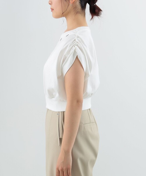 Ray BEAMS（レイビームス）の「Ray BEAMS / ハトメネック フレンチスリーブ Tシャツ（Tシャツ/カットソー・レディース・ブラック/ホワイト・ONE SIZE）」の13枚目の写真