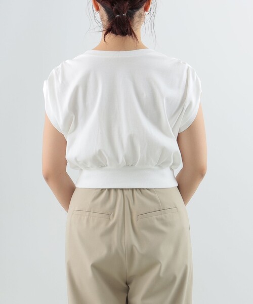 Ray BEAMS（レイビームス）の「Ray BEAMS / ハトメネック フレンチスリーブ Tシャツ（Tシャツ/カットソー・レディース・ブラック/ホワイト・ONE SIZE）」の14枚目の写真