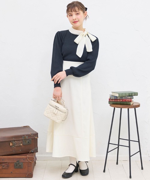 titty＆Co. PETIT（ティティアンドコープティ）の「【titty&Co.PETIT】リボンリブニットトップス（ニット/セーター・レディース・ブラック/ホワイト・FREE）」の7枚目の写真