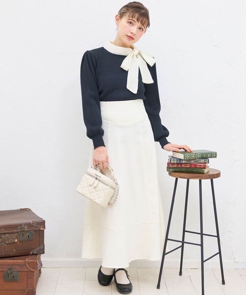 titty＆Co. PETIT（ティティアンドコープティ）の「【titty&Co.PETIT】リボンリブニットトップス（ニット/セーター・レディース・ブラック/ホワイト・FREE）」の8枚目の写真