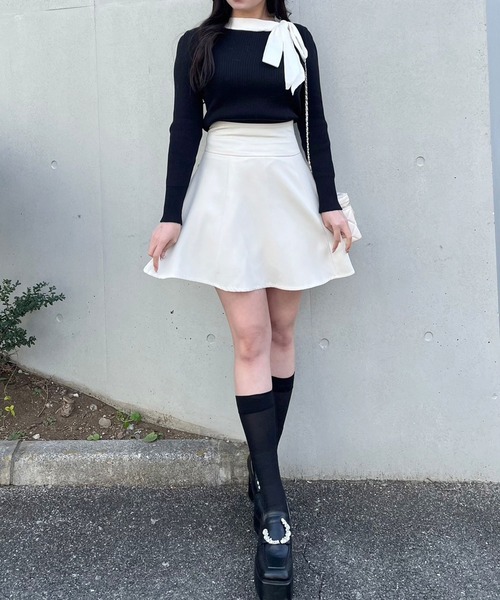 titty＆Co. PETIT（ティティアンドコープティ）の「【titty&Co.PETIT】リボンリブニットトップス（ニット/セーター・レディース・ブラック/ホワイト・FREE）」の13枚目の写真