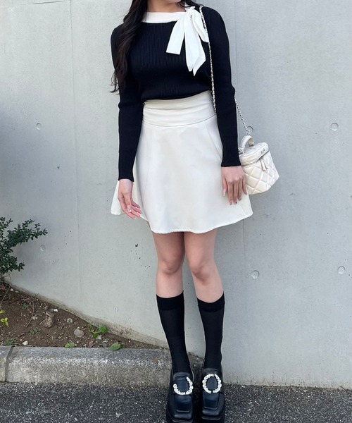 titty＆Co. PETIT（ティティアンドコープティ）の「【titty&Co.PETIT】リボンリブニットトップス（ニット/セーター・レディース・ブラック/ホワイト・FREE）」の14枚目の写真