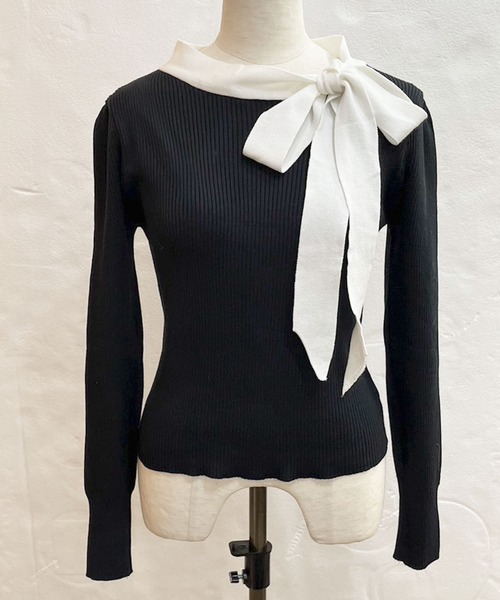 titty＆Co. PETIT（ティティアンドコープティ）の「【titty&Co.PETIT】リボンリブニットトップス（ニット/セーター・レディース・ブラック/ホワイト・FREE）」の17枚目の写真