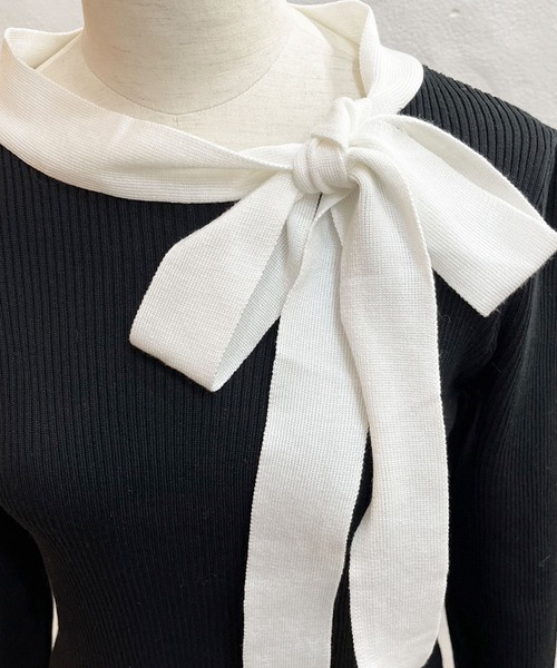 titty＆Co. PETIT（ティティアンドコープティ）の「【titty&Co.PETIT】リボンリブニットトップス（ニット/セーター・レディース・ブラック/ホワイト・FREE）」の19枚目の写真