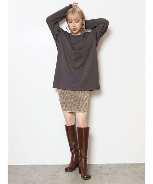 MURUA(ムルーア)の「グラデーションガーターニットミニスカート(スカート・レディース・ブラウン/ネイビー/マスタード・FREE)」の16枚目の写真