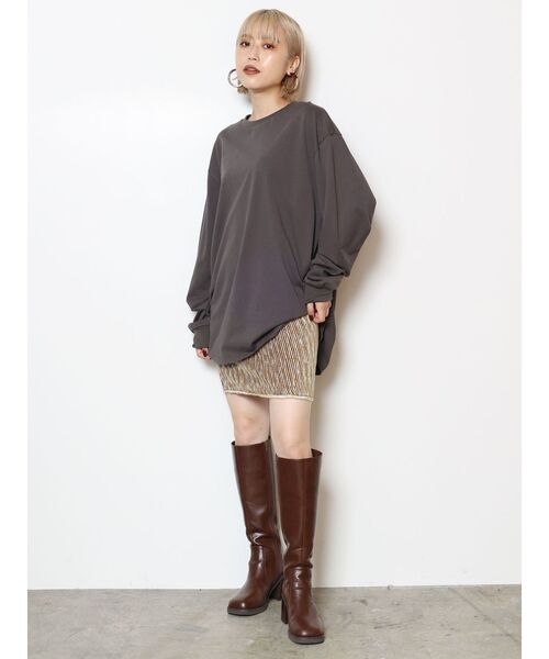 MURUA(ムルーア)の「グラデーションガーターニットミニスカート(スカート・レディース・ブラウン/ネイビー/マスタード・FREE)」の15枚目の写真