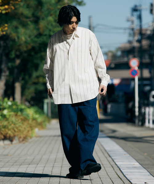 417 EDIFICE（フォーワンセブンエディフィス）の「ボイル レギュラーカラーストライプシャツ（シャツ/ブラウス・メンズ・ベージュ/ブラウン/ホワイト/サックスブルー・LARGE/MEDIUM/SMALL）」の7枚目の写真