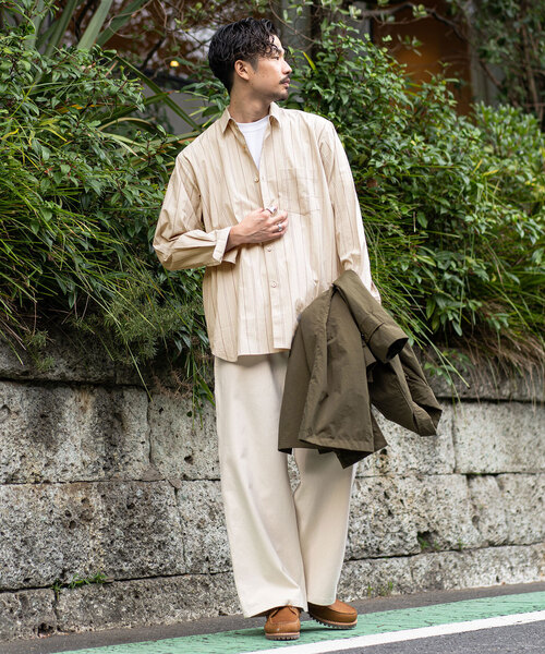 417 EDIFICE（フォーワンセブンエディフィス）の「ボイル レギュラーカラーストライプシャツ（シャツ/ブラウス・メンズ・ベージュ/ブラウン/ホワイト/サックスブルー・LARGE/MEDIUM/SMALL）」の9枚目の写真