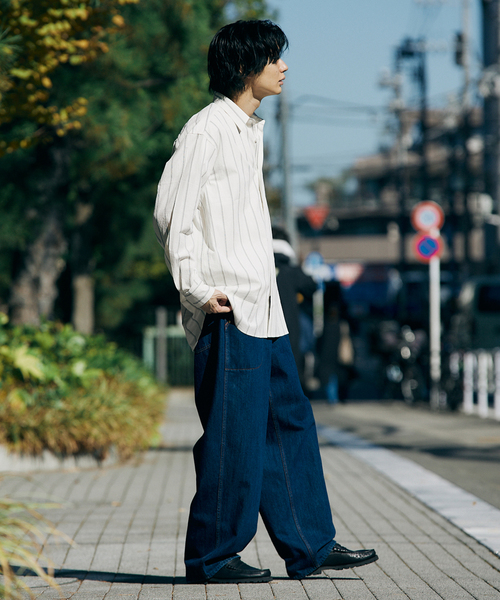 417 EDIFICE（フォーワンセブンエディフィス）の「ボイル レギュラーカラーストライプシャツ（シャツ/ブラウス・メンズ・ベージュ/ブラウン/ホワイト/サックスブルー・LARGE/MEDIUM/SMALL）」の12枚目の写真