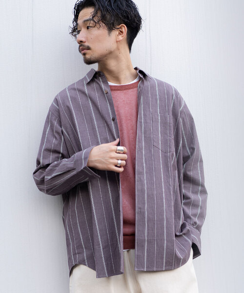 417 EDIFICE（フォーワンセブンエディフィス）の「ボイル レギュラーカラーストライプシャツ（シャツ/ブラウス・メンズ・ベージュ/ブラウン/ホワイト/サックスブルー・LARGE/MEDIUM/SMALL）」の20枚目の写真