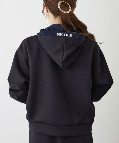 NICOLE white(ニコルホワイト)の「フルZIPパーカー/ダンボールポンチ(パーカー・レディース・ブラック/ベージュ/オフホワイト・FREE)」の6枚目の写真