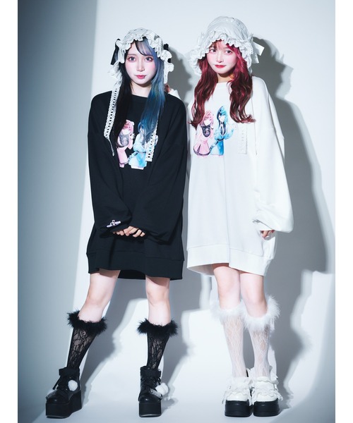 Jamie エーエヌケー（ジェイミーエーエヌケー）の「EMOSIAHイラストプルオーバー（Tシャツ/カットソー・レディース・ピンク/ブラック/ブルー/ホワイト・M）」の5枚目の写真