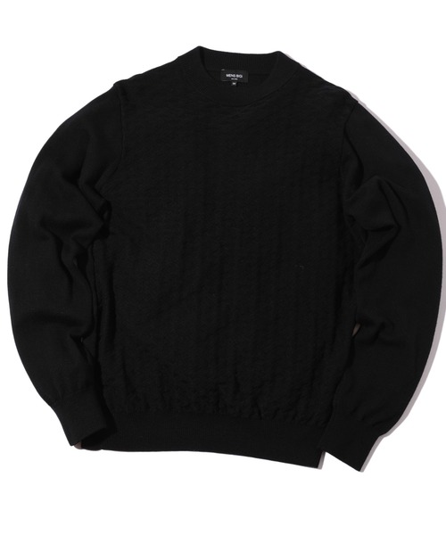 MEN'S BIGI（メンズビギ）の「ランダムヘリンボン編み12Gジャカードニット（ニット/セーター・メンズ・ブラック/オフホワイト/グレー/グリーン系その他・03/01/02）」の2枚目の写真