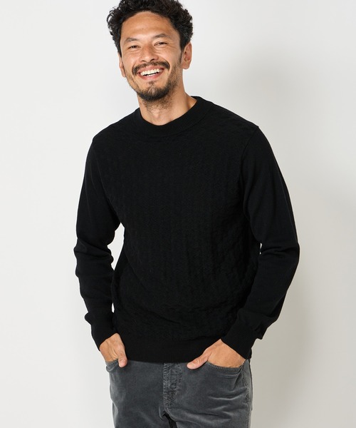 MEN'S BIGI（メンズビギ）の「ランダムヘリンボン編み12Gジャカードニット（ニット/セーター・メンズ・ブラック/オフホワイト/グレー/グリーン系その他・03/01/02）」の7枚目の写真