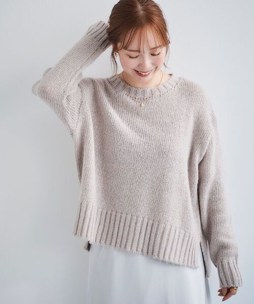 le.coeur blanc（ルクールブラン）の「ラメワイドシルエットクルーネックニット（ニット/セーター・レディース・ピンクベージュ/ベージュ・38）」の7枚目の写真