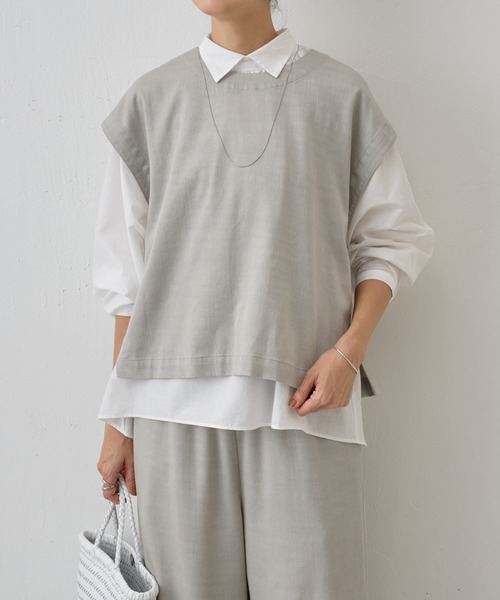 BEARDSLEY(ビアズリー)の「ショートベスト(ベスト・レディース・インディゴブルー/ライトグレー/アイボリー/ブラック・FREE/S)」の9枚目の写真