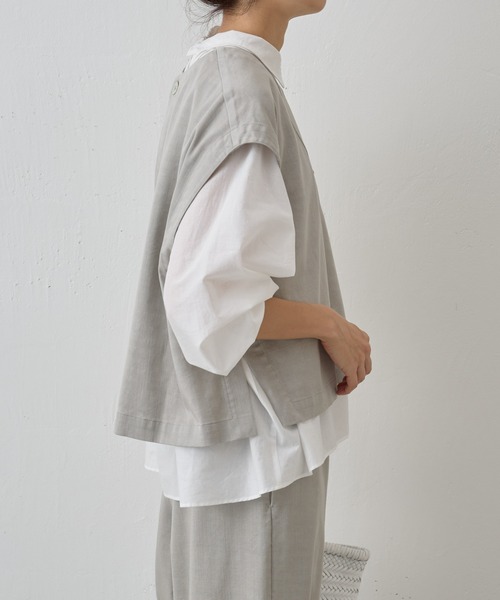 BEARDSLEY(ビアズリー)の「ショートベスト(ベスト・レディース・インディゴブルー/ライトグレー/アイボリー/ブラック・FREE/S)」の12枚目の写真