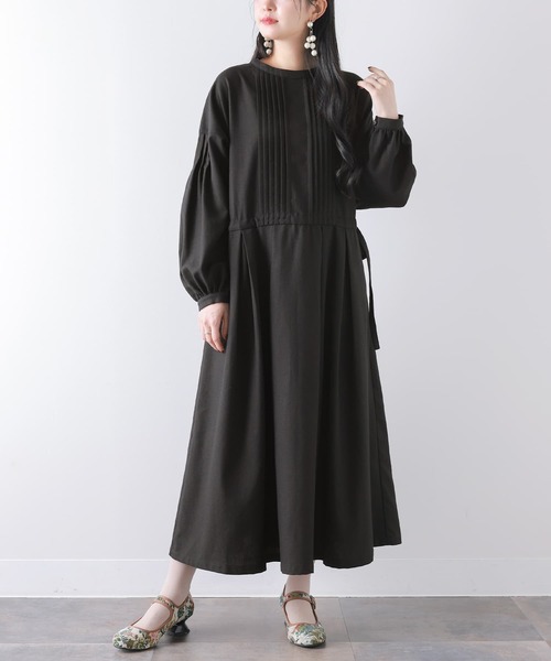 somari imagination（ソマリ イマジネーション）の「『ピンタックリネン混ワンピース』（ワンピース・レディース・ブラック/チャコール・1/2）」の10枚目の写真