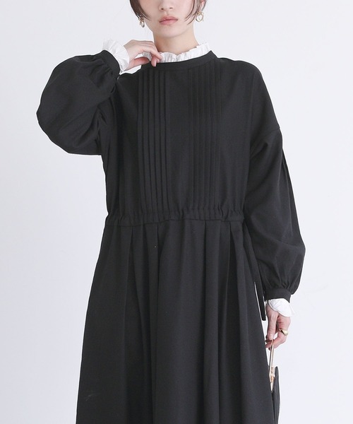somari imagination（ソマリ イマジネーション）の「『ピンタックリネン混ワンピース』（ワンピース・レディース・ブラック/チャコール・1/2）」の4枚目の写真