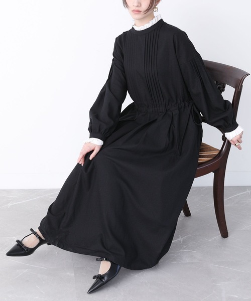 somari imagination（ソマリ イマジネーション）の「『ピンタックリネン混ワンピース』（ワンピース・レディース・ブラック/チャコール・1/2）」の7枚目の写真