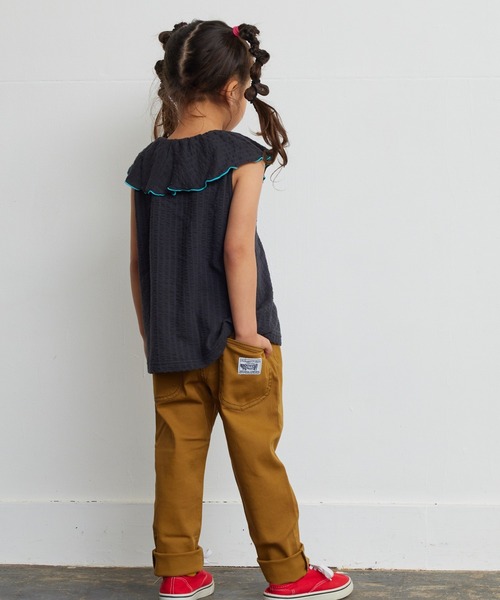 HOGAN RANCH WEAR（ホーガンランチウエア）の「ニットサッカーフリルカラーノースリーブカットソー（80～140cm）（Tシャツ/カットソー・キッズ・ピンク/チャコール/イエロー・140/130/120/110/100/90/80）」の7枚目の写真