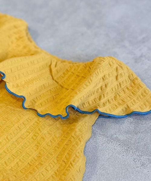 HOGAN RANCH WEAR（ホーガンランチウエア）の「ニットサッカーフリルカラーノースリーブカットソー（80～140cm）（Tシャツ/カットソー・キッズ・ピンク/チャコール/イエロー・140/130/120/110/100/90/80）」の4枚目の写真