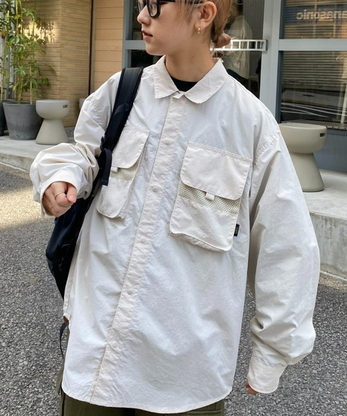 Franklin Climbing（フランクリンクライミング）の「【ESSENTIAL】アウトポケットナイロンシャツ《UVカット・撥水》（シャツ/ブラウス・メンズ・ブラック/ホワイト系その他/サックスブルー・MEDIUM/LARGE/X-LARGE）」の2枚目の写真