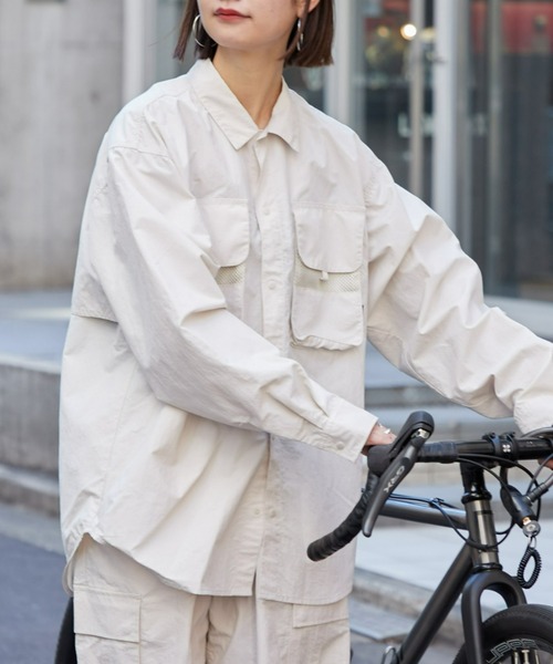 Franklin Climbing（フランクリンクライミング）の「【ESSENTIAL】アウトポケットナイロンシャツ《UVカット・撥水》（シャツ/ブラウス・メンズ・ブラック/ホワイト系その他/サックスブルー・MEDIUM/LARGE/X-LARGE）」の4枚目の写真