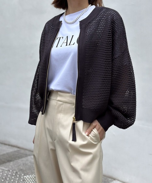 Emma Taylor（エマテイラー）の「フロントジップメッシュニット