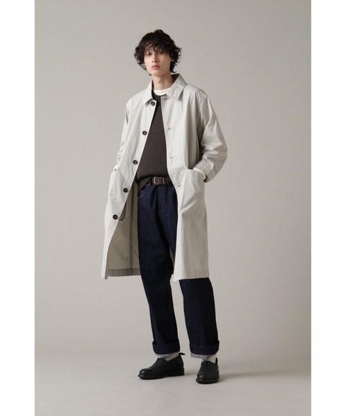 MHL.（エムエイチエル）の「PROOFED COTTON POPLIN（ステンカラーコート・メンズ・ブラック/グリーン・SMALL/MEDIUM/LARGE）」の3枚目の写真