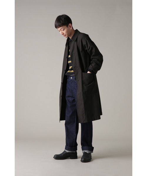 MHL.（エムエイチエル）の「PROOFED COTTON POPLIN（ステンカラーコート・メンズ・ブラック/グリーン・SMALL/MEDIUM/LARGE）」の10枚目の写真