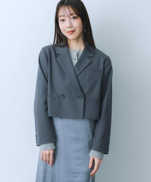 HEYUMM（ヘユム）の「ショートテーラードジャケット（その他アウター・レディース・ベージュ/チャコールグレー/アイボリー・ONE）」の22枚目の写真