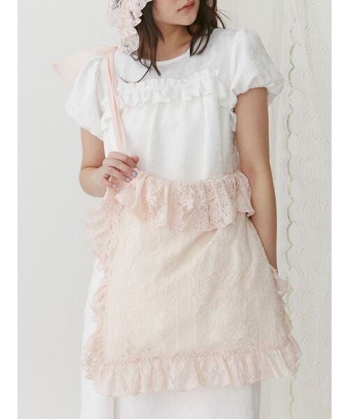 merry jenny(メリージェニー)の「flowerレースフリルトート(トートバッグ・レディース・オフホワイト/ブラック/ピンク・FREE)」の4枚目の写真